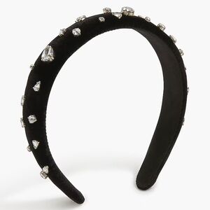 J. Crew Black Velvet Crystal Embellished Headband